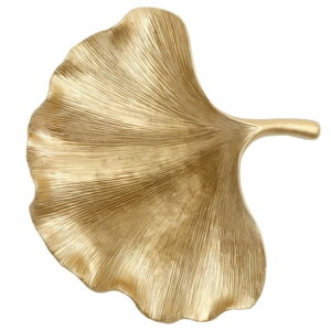 (3 pack) Home Decor Collection Leaf Shaped Gold Indoor Tabletop Trinket Tray