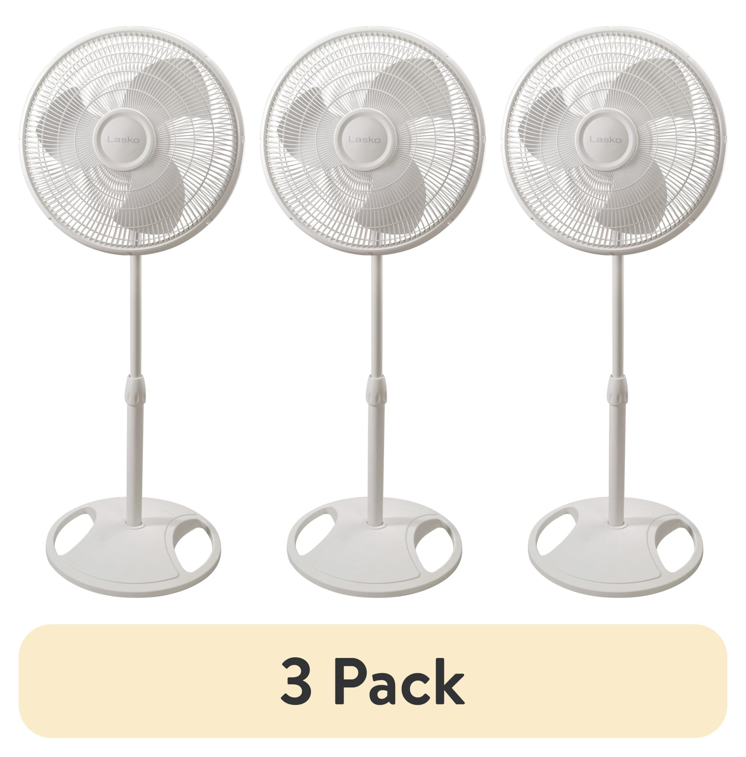 (3 pack) Lasko 16" Oscillating 3-Speed Pedestal Fan, White, S16200