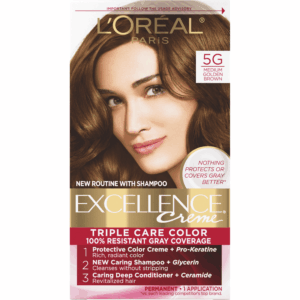 (3 pack) L'Oreal Paris Excellence Creme Permanent Triple Care Hair Color, Medium Golden Brown, 1 Kit