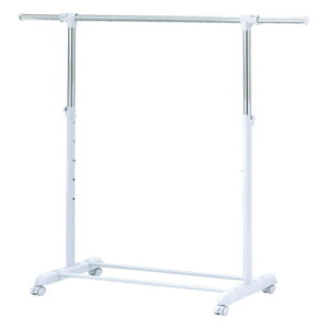 (3 pack) Mainstays Adjustable Rolling Garment Rack Metal Chrome, White, 84-121Wx44Dx123.5-163Hcm