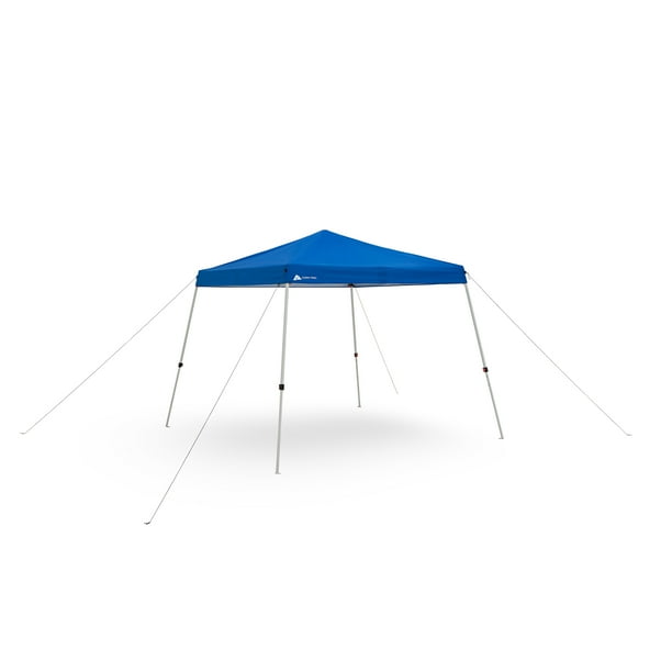 (3 pack) Ozark Trail 10x10 Instant Slant Leg Pop Up Canopy Tent – Pop-Up Outdoor Shelter for Camping, Tailgating & Beach – Blue