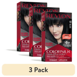 (3 pack) Revlon ColorSilk Permanent Hair Color, Bond Repair Complex, 10 Black, 1 pack