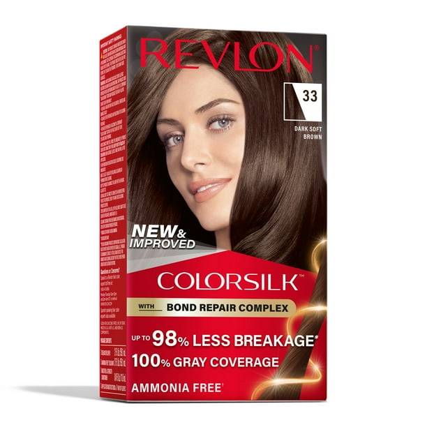 (3 pack) Revlon ColorSilk Permanent Hair Color, Bond Repair Complex, 33 Dark Soft Brown, 1 pack