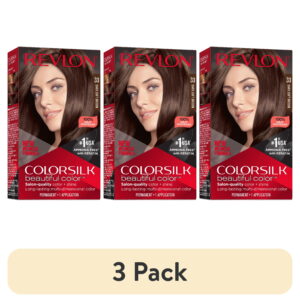 (3 pack) Revlon ColorSilk Permanent Hair Color, Bond Repair Complex, 33 Dark Soft Brown, 1 pack