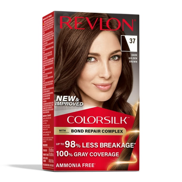 (3 pack) Revlon ColorSilk Permanent Hair Color, Bond Repair Complex, 37 Dark Golden Brown, 1 pack