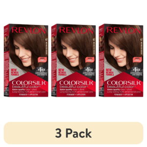 (3 pack) Revlon ColorSilk Permanent Hair Color, Bond Repair Complex, 47 Medium Rich Brown, 1 pack