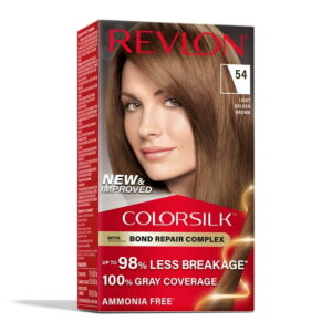 (3 pack) Revlon ColorSilk Permanent Hair Color, Bond Repair Complex, 54 Light Golden Brown, 1 pack