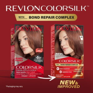 (3 pack) Revlon ColorSilk Permanent Hair Color, Bond Repair Complex, 55 Light Reddish Brown, 1 pack