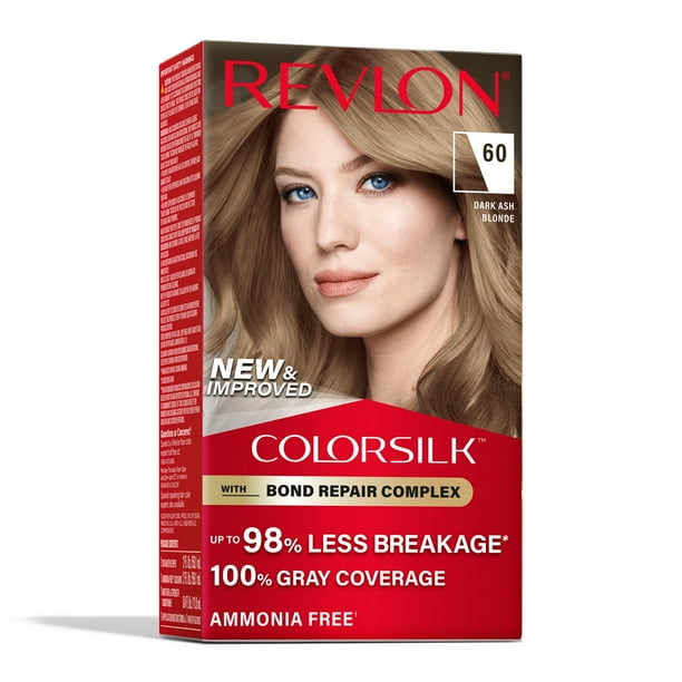 (3 pack) Revlon ColorSilk Permanent Hair Color, Bond Repair Complex, 60 Dark Ash Blonde, 1 pack