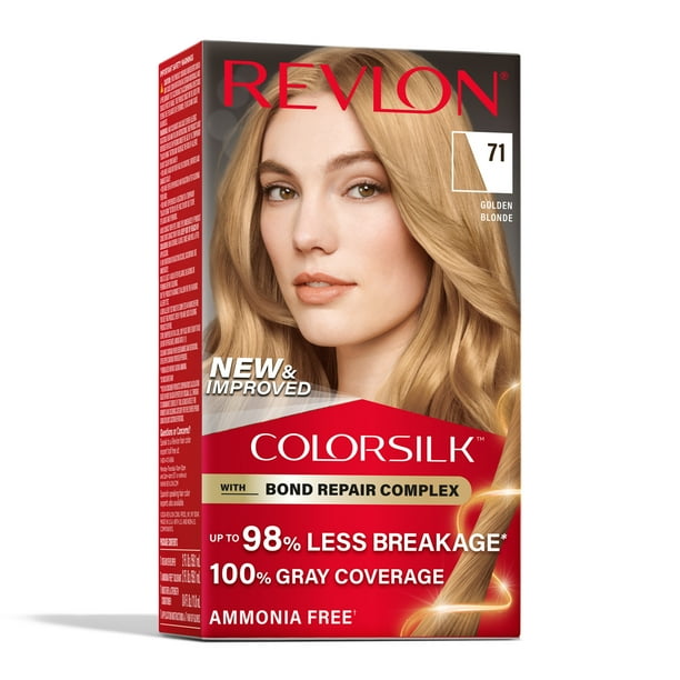 (3 pack) Revlon ColorSilk Permanent Hair Color, Bond Repair Complex, 71 Golden Blonde, 1 pack