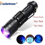 300 LM Mini UV Flashlight LED Torch One Mode Blacklight Zoomable UV-Ultraviolet Light LED Torcia Linterna Aluminum Lamp