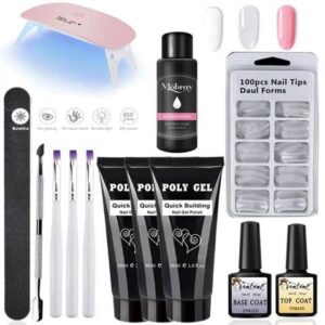 30g Extend Builder Gel uv lamp Brush Nail Tool Fake Tips thick poly gel slip solution liquid Poly nail Gel set