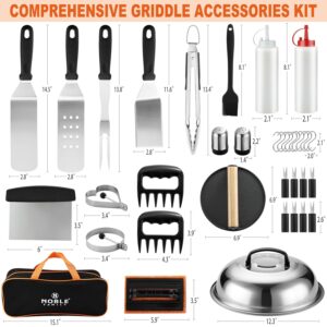 38PCS Griddle Accessories Kit, Professional Grill Tools Set for Outdoor Barbecue, Stainless Steel Griddle Spatula Set with Tongs, Smash Burger Press, Carry Bag, Perfect Grilling...