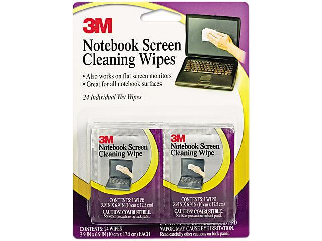 3M CL630 Notebook Screen Cleaning Wet Wipes, Cloth, 7 x 4, White, 24/Box