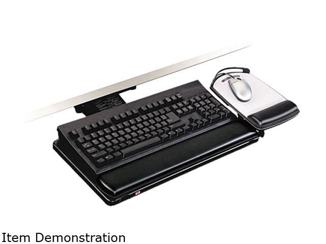 3M MMMAKT80LE Knob Adjust Keyboard Tray With Highly Adjustable Platform, Black