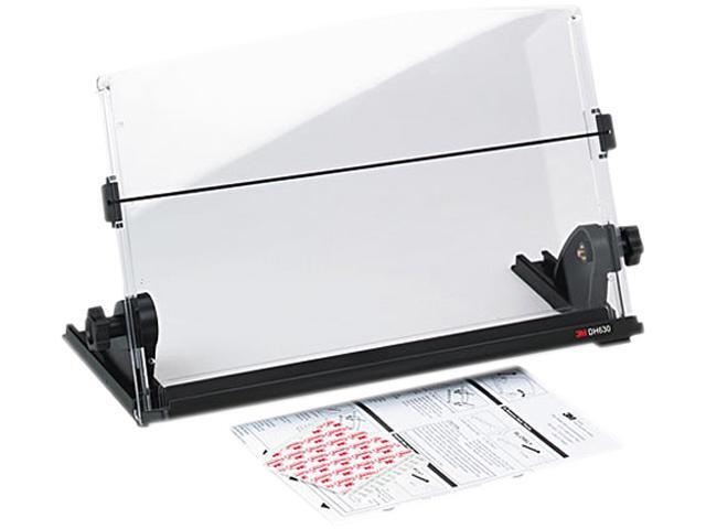 3M MMMDH630 In-Line Adjustable Desktop Copyholder, Plastic, 150 Sheet Capacity, Black/Clear