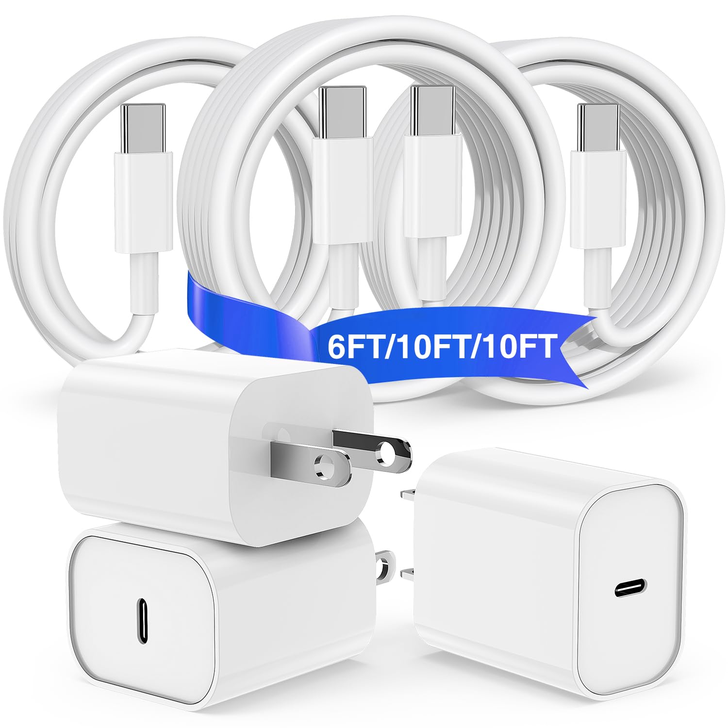 3Pack USB C Charger for iPhone 15 16,10FT+6FT USB C Cable and USB C Charger Blcok for iPhone 16 15 Pro/15 Pro Max/15 Plus, Long iPhone 16 15 Fast Charging Cable for iPad...