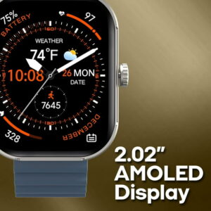 3Plus MEGA Smartwatch with 2.02" AMOLED Screen/Answer & Make Calls/Sleep Monitoring/Heart Rate/100+ Workout Modes/Quick Reply/iPhone and Android