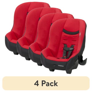 (4 pack) Cosco Kids Scenera Next DLX Convertible Car Seat, Candy Apple,Infant & Toddler, Unisex