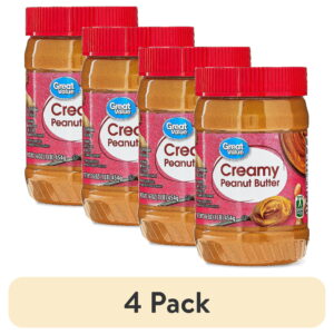 (4 pack) Great Value Creamy Peanut Butter, 16 oz
