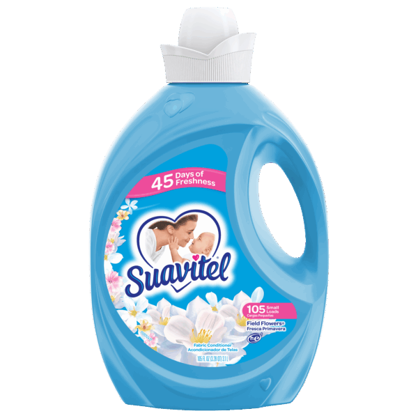 (4 pack) Suavitel Liquid Fabric Softener and Conditioner, Field Flowers, 105 oz, 105 Small Loads