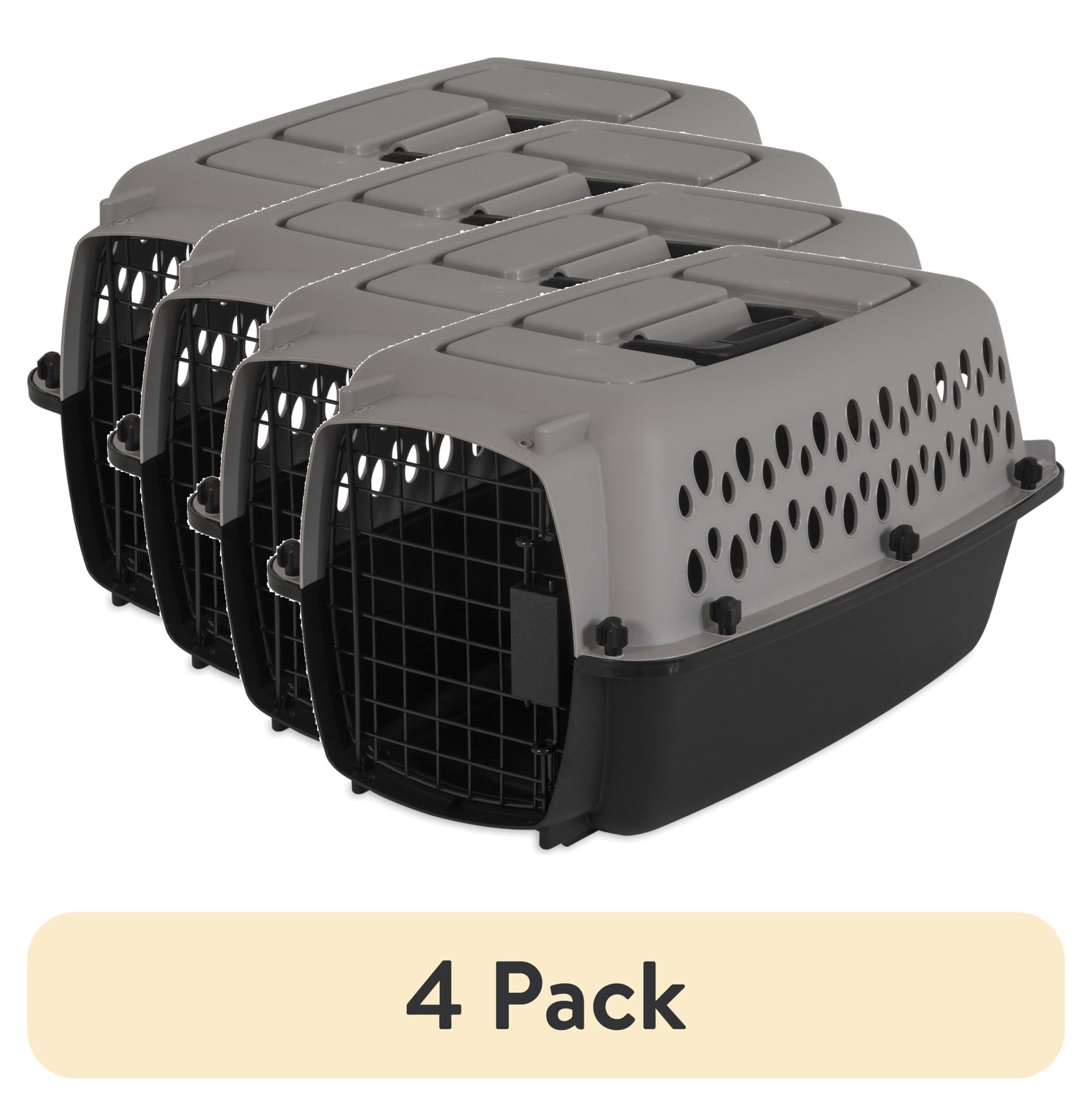 (4 pack) Vibrant Life Pet Kennel 19" X-Small Plastic Dog Crate Portable Carrier for Pets up to 10 lbs