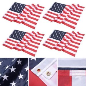 4 Pcs 3x5 FT American Flag Sewn Stars Stripes 210D Oxford UV Resistant with Grommets US