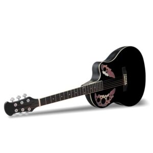 41" Cutawary Round Back Acoustic Guitar Spruce Top Grape Hole, Black