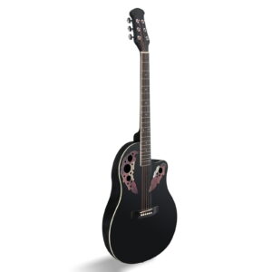 41" Cutawary Round Back Acoustic Guitar Spruce Top Grape Hole, Black