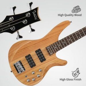 44 Inch GIB 4 String H-H Pickup Laurel Wood Fingerboard Electric Bass Guitar with Bag and other Accessories Burlywood