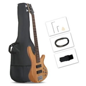 44 Inch GIB 5 String H-H Pickup Laurel Wood Fingerboard Electric Bass Guitar with Bag and other Accessories Burlywood
