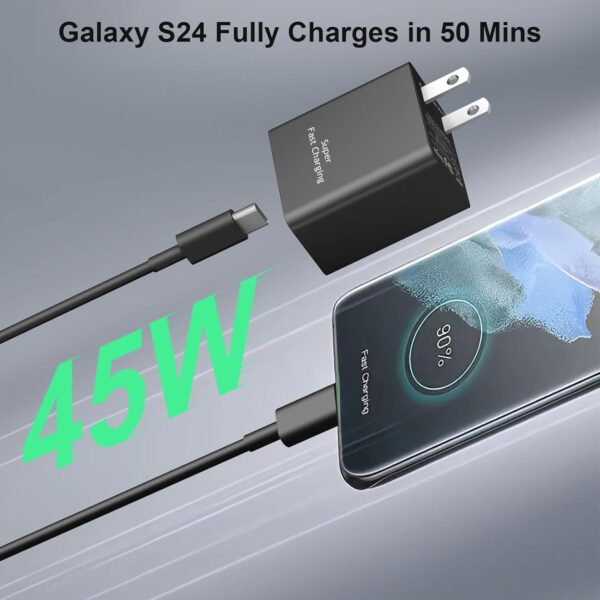 45W Super Fast Charger Type C, 2-Pack 45W USB C Charging Block with 10ft USB C to Type C Cables for Samsung Galaxy S25 S24+/UltraS23/S22/S21/S20/Note10/20 iPhone 16/15 Pro,Pro Max