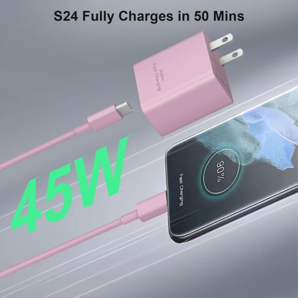 45W Super Fast Charger Type C, 2-Pack 45W USB C Charging Block with 10ft USB C to Type C Cables for Samsung Galaxy S25 S24+/UltraS23/S22/S21/S20/Note10/20 iPhone 16/15 Pro,Pro Max