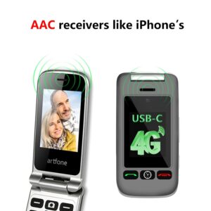 4G Foldable Mobile Phone for The Elderly with Big Button, LTE Unlocked Easy to Use Basic Flip Senior Phone with SOS Button,Camera,Loud Volume,Charging Dock and Flashlight