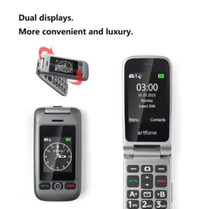 4G Foldable Mobile Phone for The Elderly with Big Button, LTE Unlocked Easy to Use Basic Flip Senior Phone with SOS Button,Camera,Loud Volume,Charging Dock and Flashlight