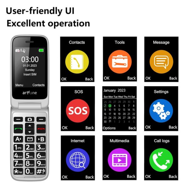 4G Foldable Mobile Phone for The Elderly with Big Button, LTE Unlocked Easy to Use Basic Flip Senior Phone with SOS Button,Camera,Loud Volume,Charging Dock and Flashlight