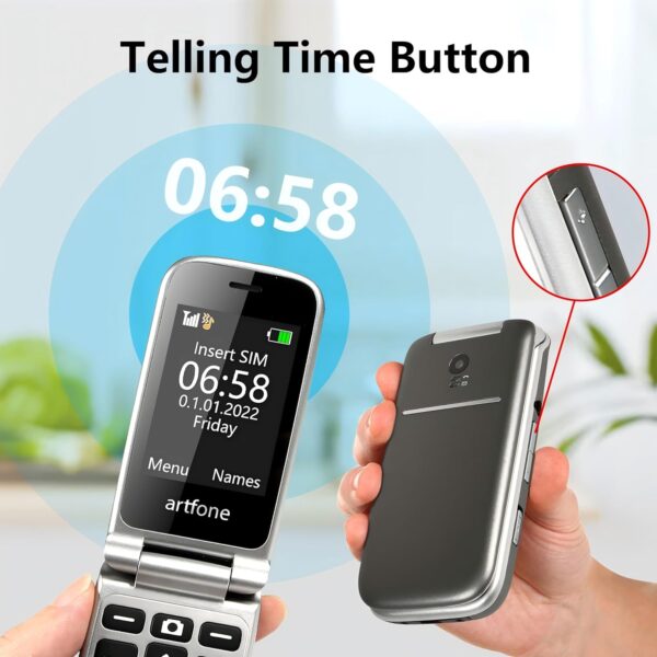 4G Volte Flip Phones Unlocked for Seniors, Big Buttons Cell Phone for Elderly & Kids with Time Reporting, Clear Sound, SOS Button, Convenient USB-C & Charging Dock, Easy-to-Use,...
