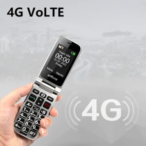 4G Volte Flip Phones Unlocked for Seniors, Big Buttons Cell Phone for Elderly & Kids with Time Reporting, Clear Sound, SOS Button, Convenient USB-C & Charging Dock, Easy-to-Use,...