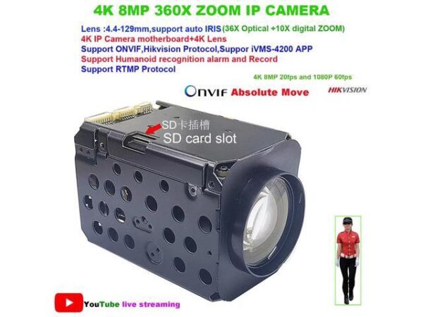 4K 8MP 360X zoom ONVIF Absolute Move RTMP YouTuBe live streaming IP Camera Hikvision protocol IVM4200 P2P IMX415 SD 256GB 4K 8MP 360X zoom ONVIF Absolute Move RTMP YouTuBe live streaming IP Camera Hikvision protocol IVM4200 P2P IMX415 SD 256GB