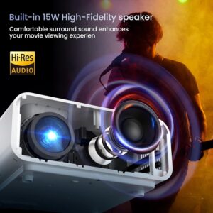 4K Support Projector with WiFi and Bluetooth, HOMPOW Mini Portable Projectors for Outdoor Home Movie, Compatible with Laptop, Smartphone, TV Stick, Xbox, PS5