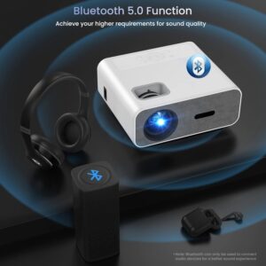 4K Support Projector with WiFi and Bluetooth, HOMPOW Mini Portable Projectors for Outdoor Home Movie, Compatible with Laptop, Smartphone, TV Stick, Xbox, PS5