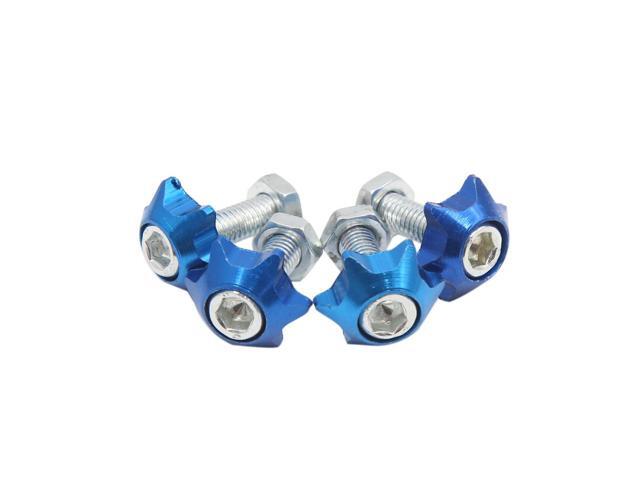 4pcs Blue 6mm Thread Diameter Motorcycle License Plate Frame Screws Bolts Caps