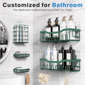 5-Pack Rustproof Stainless Steel Shower Caddy – No Drill Adhesive Bathroom Organizer with Large Capacity, Spacious Shower Shelves for Inside Shower, Kitchen & Home Decor Storage
