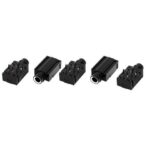 5 Pcs 7 Pins 1/4" 6.35mm Headphone Stereo Jack PCB Panel Mount Socket Black