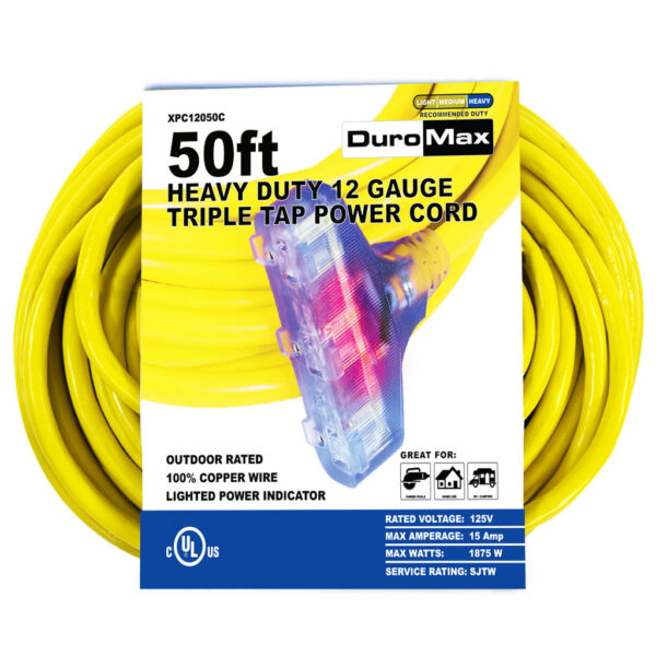 50-Foot 12 Gauge Triple Tap Extension Power Cord 50-Foot 12 Gauge Triple Tap Extension Power Cord