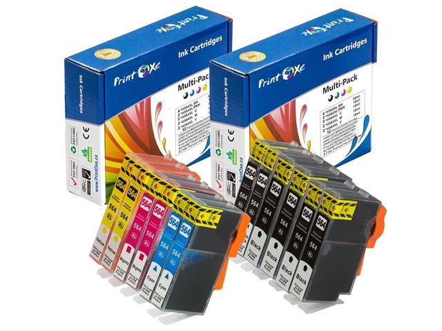 564XL Compatible 12 Ink Cartridges for HP 564High Yield: 4 Large Black, 2 Photo Black, 2 Cyan, 2 Magenta, & 2 Yellow