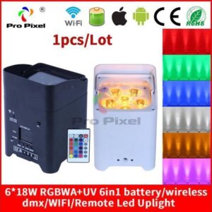 6*18w RGBWA UV Wireless dmx Uplighting Battery Operate Wifi&IRC Remote Control DJ LED Par Can Wash Light Wedding Uplights