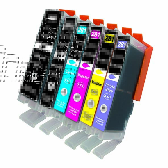 6 Ink PGI-280,CLI-281 (PB/BK/C/M/Y,PBlue) Compatible Ink Cartridge Extra High Yield for Canon PGI-280XXL CLI-281XXL,PGI280,CLI281 6 Ink PGI-280,CLI-281 (PB/BK/C/M/Y,PBlue) Compatible Ink Cartridge Extra High Yield for Canon PGI-280XXL CLI-281XXL,PGI280,CLI281