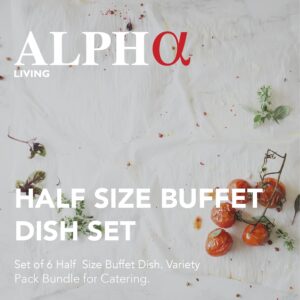 6 Pack - Disposable Chafing Dish Buffet Set, Welded Body Food Warmers for Parties, Fuel Cans Complete Set, Half Size Pans, Warming Trays