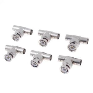 6 X Silver Tone 3 Ways Audio Video AC Devices 1 BNC Male to 2 Female Adapter